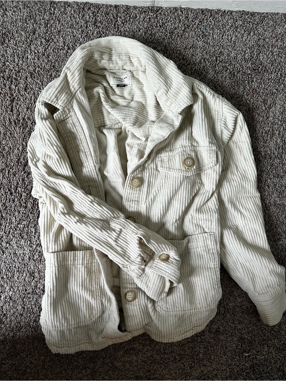 American Eagle Outfitters Cream Corduroy Jacket - Women's